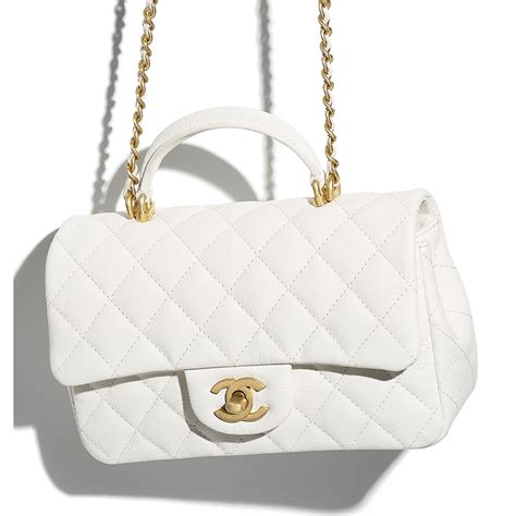 white chanel flap bag with top handle|chanel flap bag price.